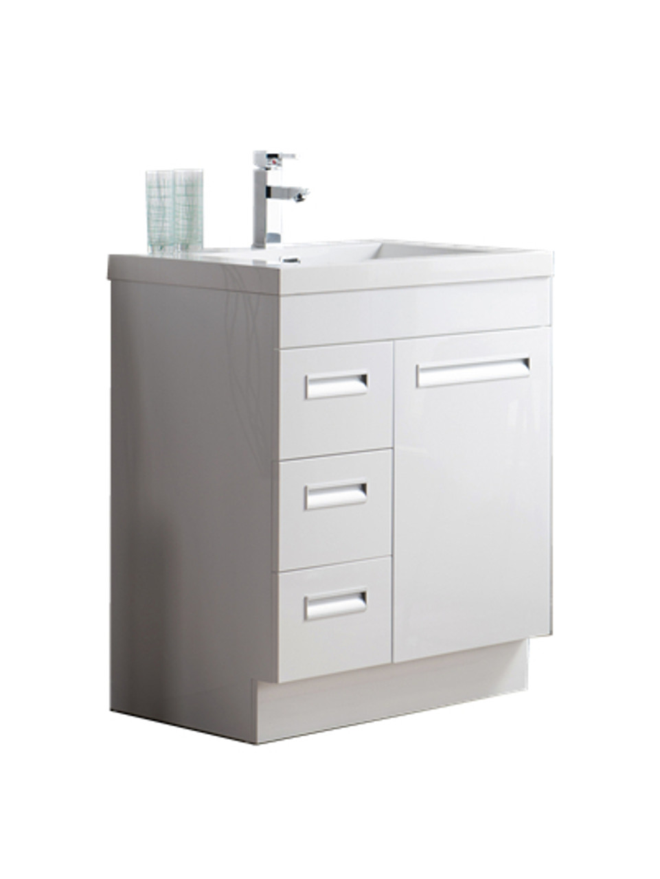Alma 30 Glossy White Free Standing Left Side Modern Bathroom Vanity Bathroom Vanities Wholesale Inc
