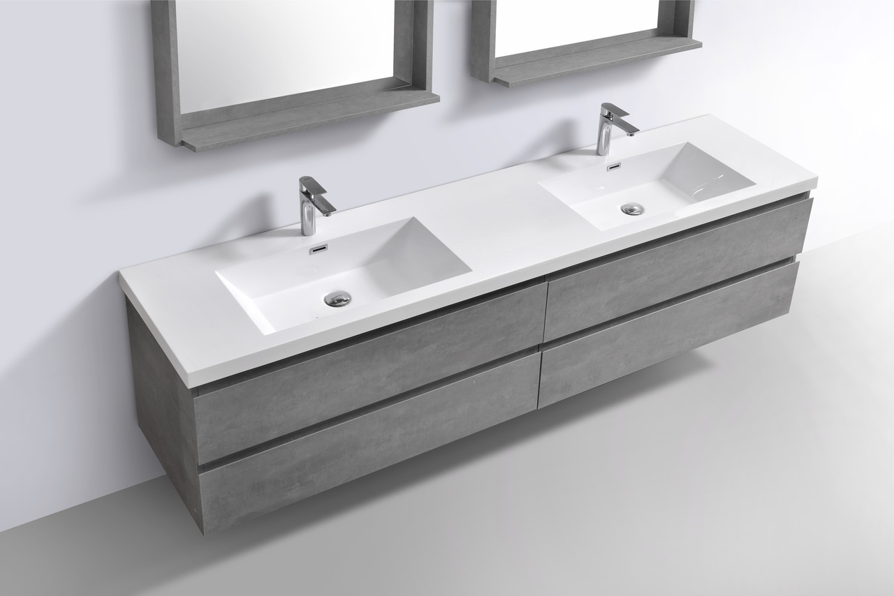 BTO17 72 Wall Mounted Modern Bathroom Vanity - Double Sink