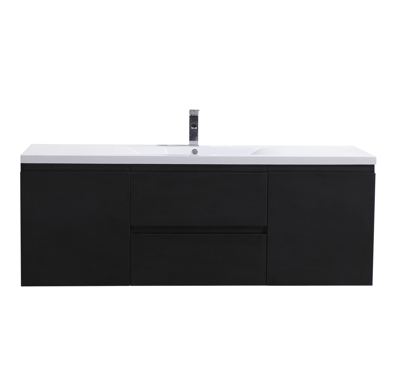 MORENO MOB 60" SINGLE SINK BLACK WALL MOUNTED MODERN BATHROOM VANITY
