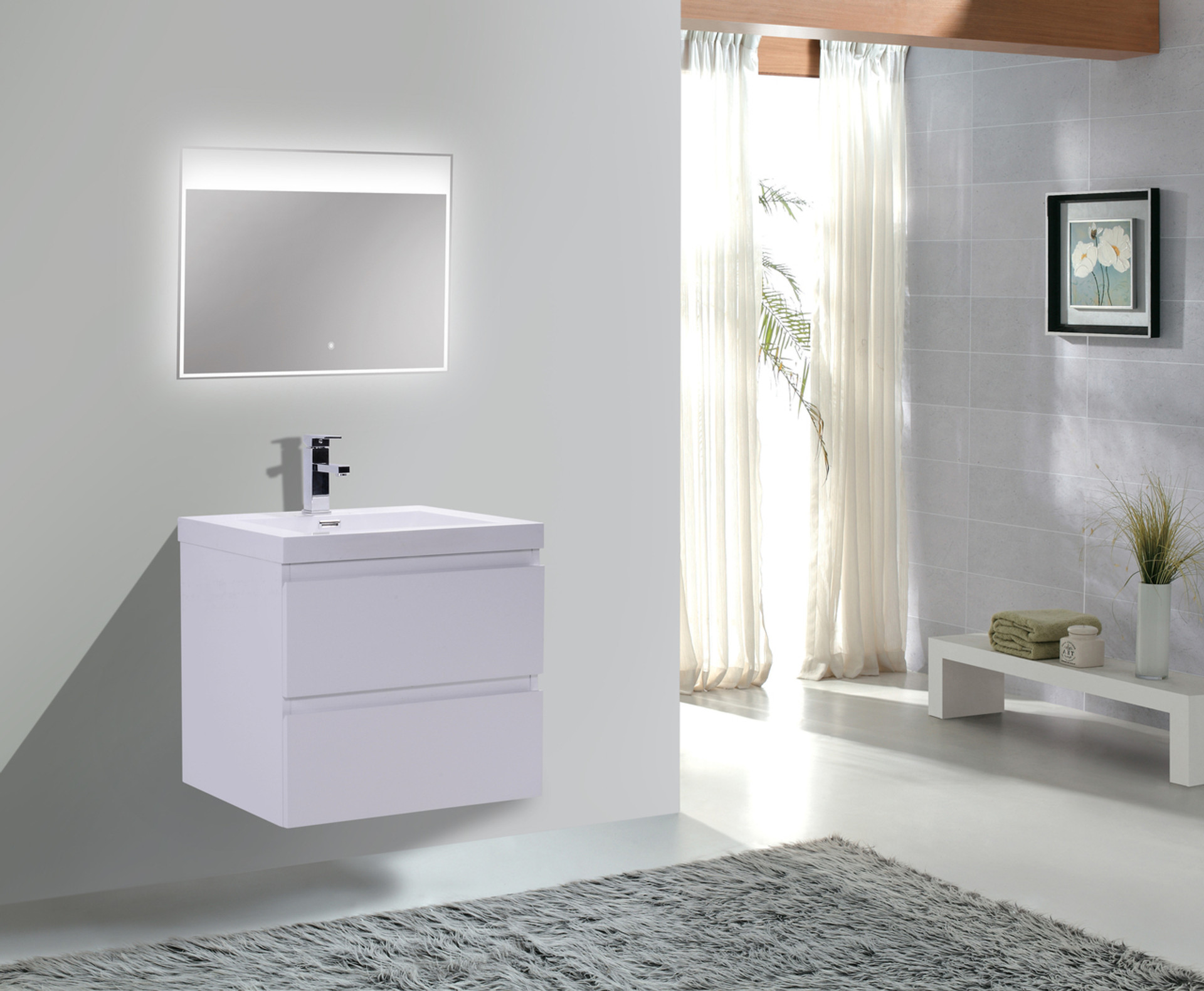 Nova High Gloss White Bathroom Vanity Suite