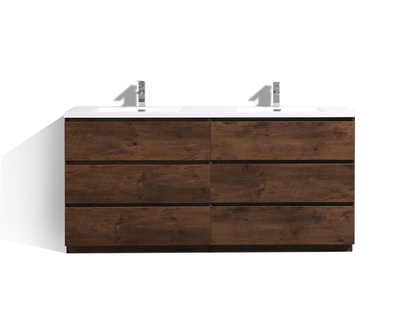 MOA 24'' ROSEWOOD MODERN BATHROOM VANITY W/ 3 DRAWERS AND ACRYLIC SINK