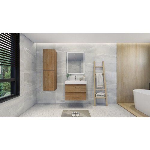 MOENO 30" NATURAL OAK WALL MOUNTED MODERN BATHROOM VANITY WITH REEINFORCED ACRYLIC SINK