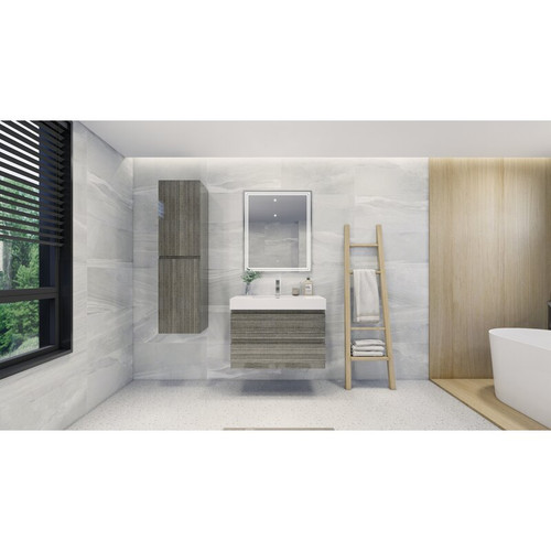 MOENO 36" HIGH GLOSS ASH GREY WALL MOUNTED MODERN BATHROOM VANITY WITH REEINFORCED ACRYLIC SINK