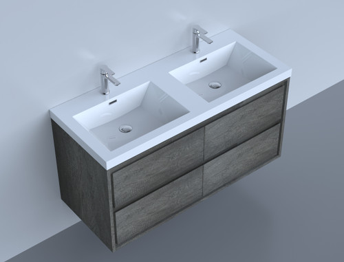 Molly 60" Double Sink Seasalt Grey  Wall Mounted Modern Vanity