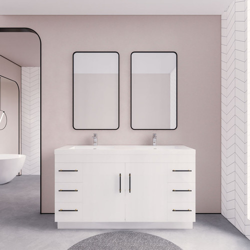 EA2- 60'' Double Sink Ash Grey Modern Bathroom Vanity W/6 Drawers and –  Elsa Bath Inc