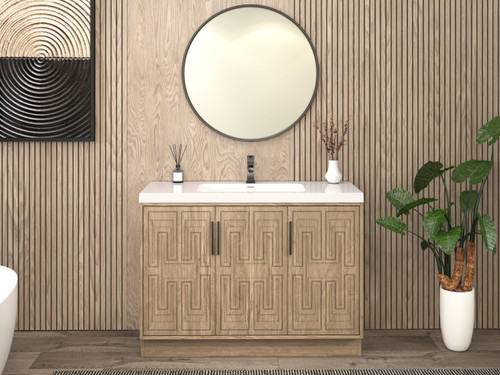 Bella 48" Geometric Freestanding Bathroom Vanity with Reinforced Acrylic Sink