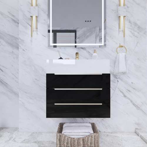 BT001 24" Modern Wall-Mounted Floating Bathroom Vanity with Reinforced Acrylic Sink Top