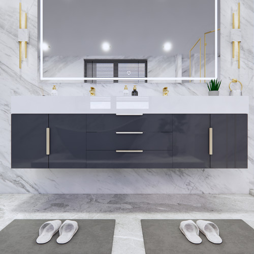 BT001 72" Modern Wall-Mounted Floating Double Sink Bathroom Vanity with Reinforced Acrylic Sink Top