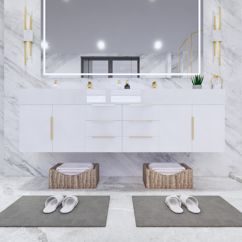 BT001 72" Modern Wall-Mounted Floating Double Sink Modular Bathroom Vanity with Reinforced Acrylic Sink Top