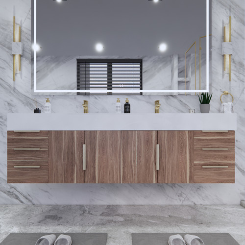 BT001 72" Modern Wall-Mounted Floating Double Sink Modular Bathroom Vanity with Reinforced Acrylic Sink Top （D+D)