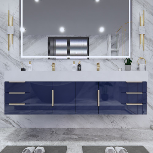 BT001 84" Modern Wall-Mounted Floating Double Sink Modular Bathroom Vanity with Reinforced Acrylic Sink Top