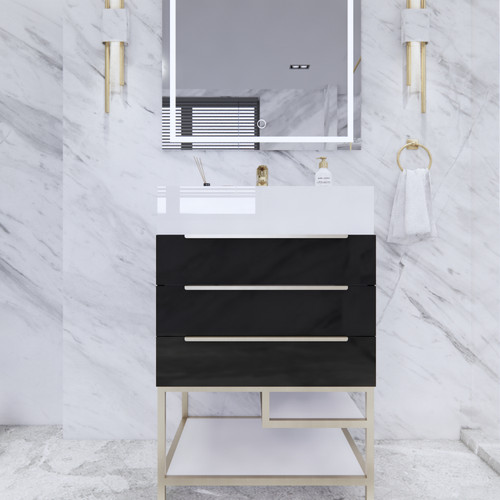 BT001 24" Modern Freestanding Bathroom Vanity with Reinforced Acrylic Sink Top