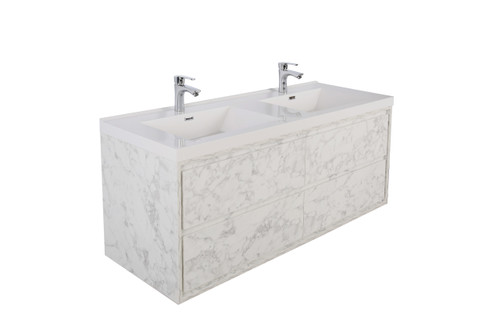 Molly 60" Double Sink Marble Grey Wall Mounted Modern Vanity