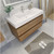 MOENO 42" NATURAL OAK WALL MOUNTED MODERN BATHROOM VANITY WITH REEINFORCED ACRYLIC SINK