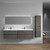 SLIM 84" SMOKE OAK WALL MOUNTED VANITY WITH REINFORCED ACRYLIC SINKS