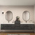 MOB 116" Modern Wall-Mounted Floating Double Sink Bathroom Vanity with 20" Center Storage Cabinet & Reinforced Acrylic Sink Tops