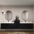 MOB 116" Modern Wall-Mounted Floating Double Sink Bathroom Vanity with 20" Center Storage Cabinet & Reinforced Acrylic Sink Tops