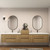 MOB 116" Modern Wall-Mounted Floating Double Sink Bathroom Vanity with 20" Center Storage Cabinet & Reinforced Acrylic Sink Tops