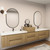 MOB 116" Modern Wall-Mounted Floating Double Sink Bathroom Vanity with 20" Center Storage Cabinet & Reinforced Acrylic Sink Tops