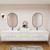 MOB 116" Modern Wall-Mounted Floating Double Sink Bathroom Vanity with 20" Center Storage Cabinet & Reinforced Acrylic Sink Tops
