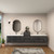 MOB 116" Modern Wall-Mounted Floating Double Sink Bathroom Vanity with 20" Center Storage Cabinet & Reinforced Acrylic Sink Tops