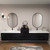 MOB 116" Modern Wall-Mounted Floating Double Sink Bathroom Vanity with 20" Center Storage Cabinet & Reinforced Acrylic Sink Tops