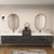 MOB 116" Modern Wall-Mounted Floating Double Sink Bathroom Vanity with 20" Center Storage Cabinet & Reinforced Acrylic Sink Tops