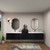 MOB 116" Modern Wall-Mounted Floating Double Sink Bathroom Vanity with 20" Center Storage Cabinet & Reinforced Acrylic Sink Tops