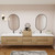 MOB 116" Modern Wall-Mounted Floating Double Sink Bathroom Vanity with 20" Center Storage Cabinet & Reinforced Acrylic Sink Tops