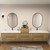 MOB 116" Modern Wall-Mounted Floating Double Sink Bathroom Vanity with 20" Center Storage Cabinet & Reinforced Acrylic Sink Tops