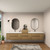 MOB 116" Modern Wall-Mounted Floating Double Sink Bathroom Vanity with 20" Center Storage Cabinet & Reinforced Acrylic Sink Tops