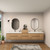 MOB 116" Modern Wall-Mounted Floating Double Sink Bathroom Vanity with 20" Center Storage Cabinet & Reinforced Acrylic Sink Tops