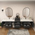 MOB 116" Modern Wall-Mounted Floating Double Sink Bathroom Vanity with 20" Center Storage Cabinet & Reinforced Acrylic Sink Tops