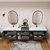 MOB 116" Modern Wall-Mounted Floating Double Sink Bathroom Vanity with 20" Center Storage Cabinet & Reinforced Acrylic Sink Tops