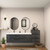 MOB 80" Modern Wall-Mounted Floating Double Sink Bathroom Vanity with 20" Side Storage Cabinet & Reinforced Acrylic Sink Top
