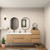 MOB 80" Modern Wall-Mounted Floating Double Sink Bathroom Vanity with 20" Side Storage Cabinet & Reinforced Acrylic Sink Top