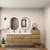 MOB 80" Modern Wall-Mounted Floating Double Sink Bathroom Vanity with 20" Side Storage Cabinet & Reinforced Acrylic Sink Top