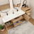 MOB 80" Modern Wall-Mounted Floating Double Sink Bathroom Vanity with 20" Side Storage Cabinet & Reinforced Acrylic Sink Top