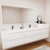 MOB 92" Modern Wall-Mounted Floating Double Sink Bathroom Vanity with 20" Side Storage Cabinet & Reinforced Acrylic Sink Top