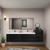 MOB 92" Modern Wall-Mounted Floating Double Sink Bathroom Vanity with 20" Side Storage Cabinet & Reinforced Acrylic Sink Top