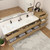 MOB 92" Modern Wall-Mounted Floating Double Sink Bathroom Vanity with 20" Side Storage Cabinet & Reinforced Acrylic Sink Top
