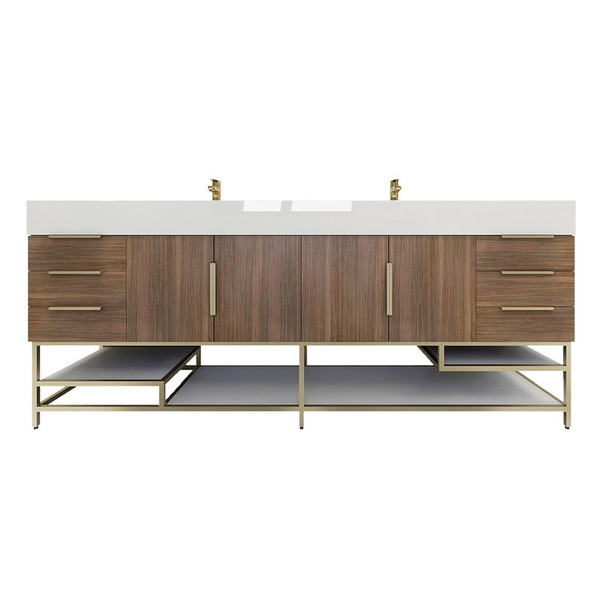 BT001 84’’Rosewood Freestanding Vanity with Reinforced Acrylic Sink