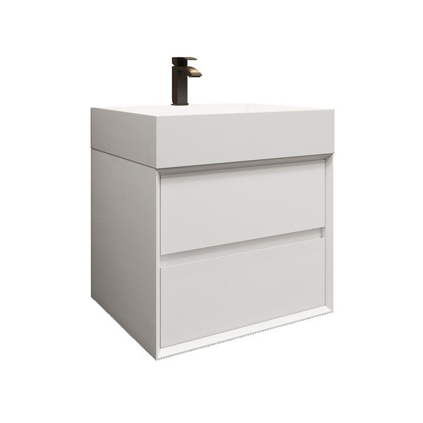 MAX 24" Gloss White  Wall Mounted Bath Vanity with 16 Acrylic Sink