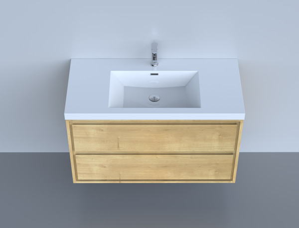 Molly 42"Golden Oak  Wall Mounted Modern Vanity