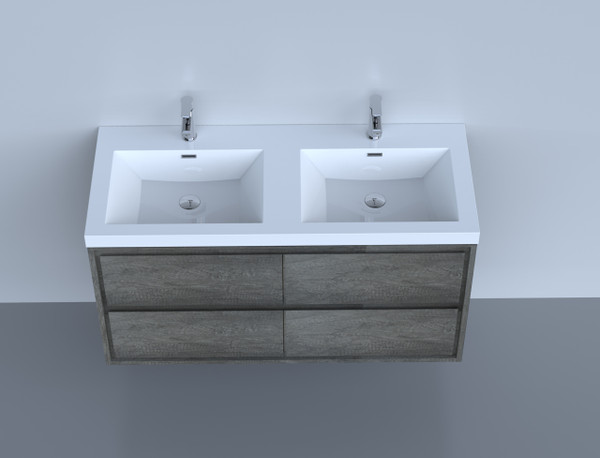 Molly 48" Double Sink Seasalt  Grey  Wall Mounted Modern Vanity