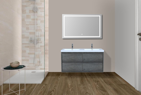 Molly 60" Double Sink Seasalt Grey  Wall Mounted Modern Vanity