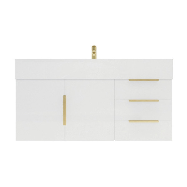 BT001 42'' WALL MOUNTED VANITY WITH REINFORCED ACRYLIC SINK (RIGHT SIDE DRAWERS)