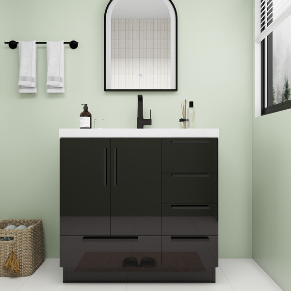 Carla 36" Freestanding Bathroom Vanity with Right Side Drawers