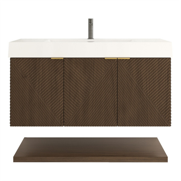 Stella 48" Fluted Floating Bathroom Vanity with Reinforced Acrylic Sink