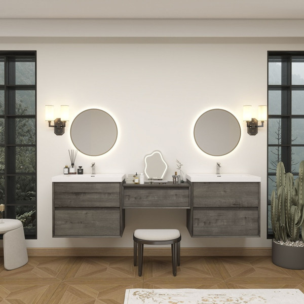 SLIM 72" Floating Vanity & Makeup Table Set (24+24+24)